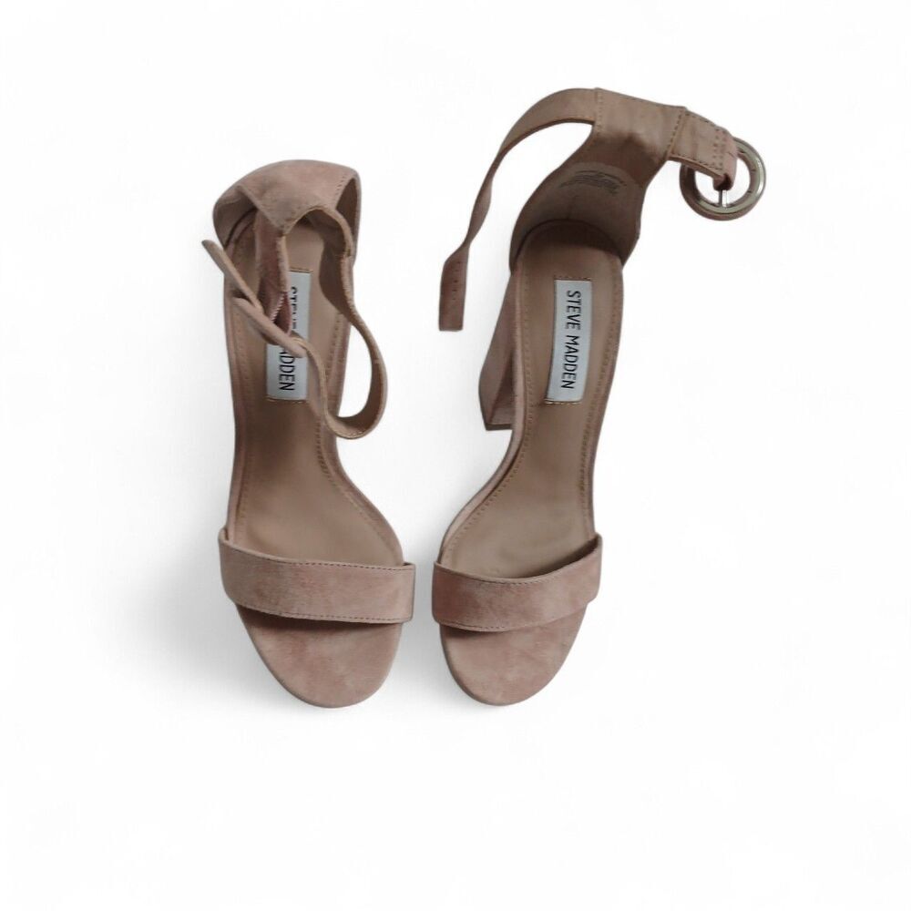 Steve Madden Women’s Nude Ankle Strap Block Heel Sandals Size 5 M Open Toe - Picture 2 of 6